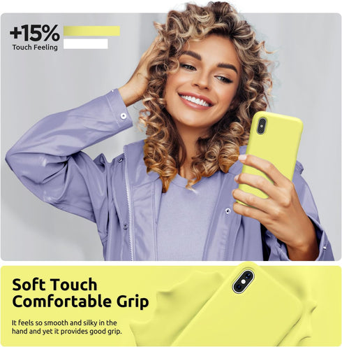 SURPHY Liquid Silicone Case for iPhone Xs and iPhone X, Thickened Microfiber Lining, Yellow