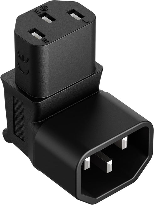 Vellcon 320 C14 C13 90 3Pole 90Degree IEC to Power Adapter PDU Plug/Socket Down Degree Wall-Mounted LCD TV AC Connector