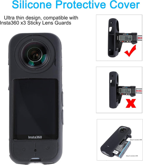PellKing Camera Protective Accessories Kit for Insta360 X3, Bundle with Lens Guard and Screen Protectors