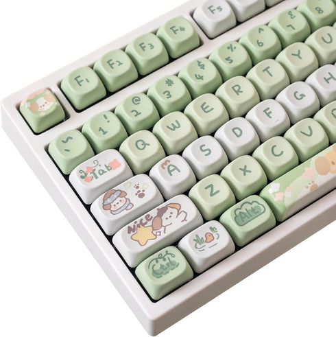 GK GAMAKAY 132 Keys Green & White Keycaps Set, MOA Profile PBT Thermal Sublimation for 61/68/75/80/84/87/98/104/108