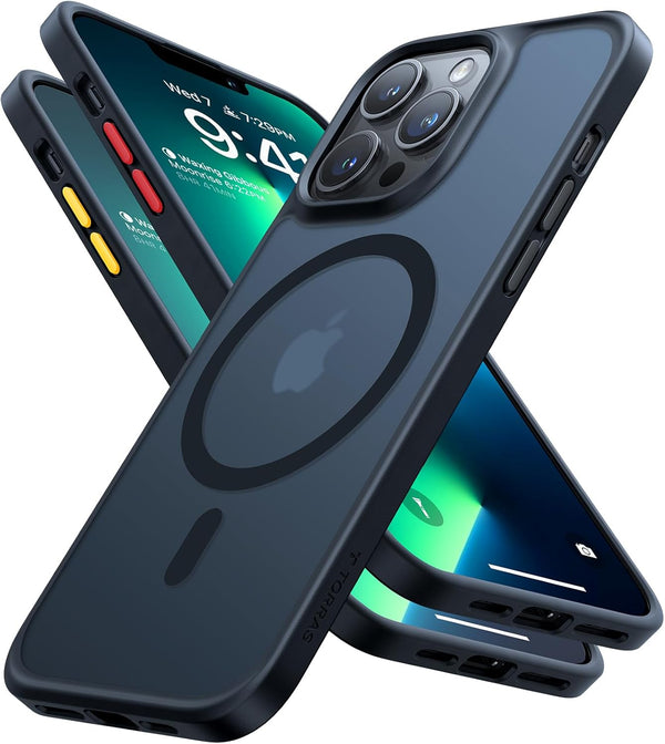 TORRAS Stronger Magnetic Case for iPhone 13 Pro, 12FT Military Grade Drop Tested, Slim Protective Matte Black