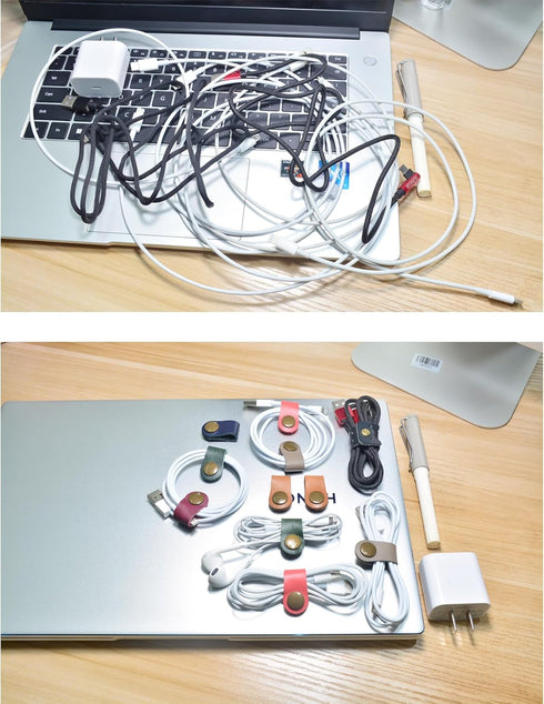 Cord Organizer, Cable Management USB Holder, Earbud Case, Wrap Headset Winder, Phone Earphone Clips Ties (Rose Red)