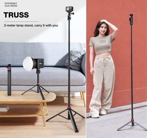 AceTaken 80'' 8 7P 7 6 5 4 4 3 2 1 6 5 4 3 2 1 Osmo-Mobile Floor Tripod-Stand Holder for DJI Osmo Mobile SE /