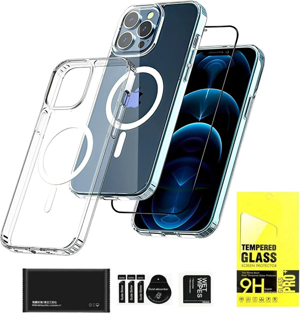 iPhone 11 Pro Max 2-in-1 Clear Case with Mag-Safe, Anti-Fingerprint Screen Protector & Cleaning Set (6.5")