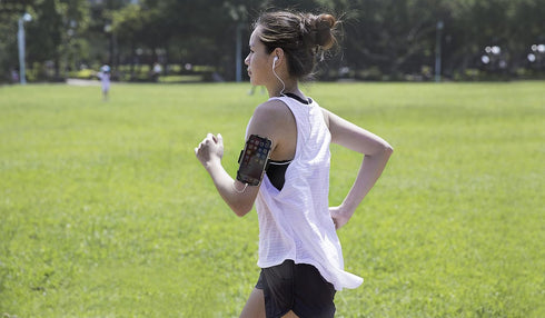 BONE Run Tie, Running Cell Phone Holder, Skin-Friendly & Washable Silicone Sport Armband (Gray - Size L)