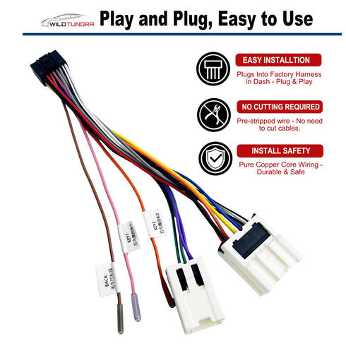 16Pin 1995-2013 1997-2012, 16Pin ISO Aftermarket Radio Harness Adapter for Nissan Infiniti Android Car Stereo Wiring