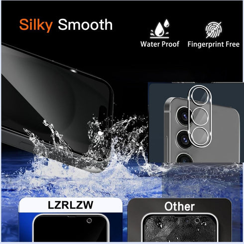 2+2 Pack Privacy Screen Protector and Camera Lens Protector for Samsung Galaxy S24, 9H Hardness, HD Tempered Glass Film