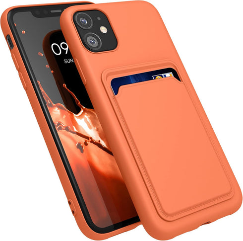 kwmobile Apple iPhone 11 Case - TPU Phone Cover with Credit Card Holder - Orange