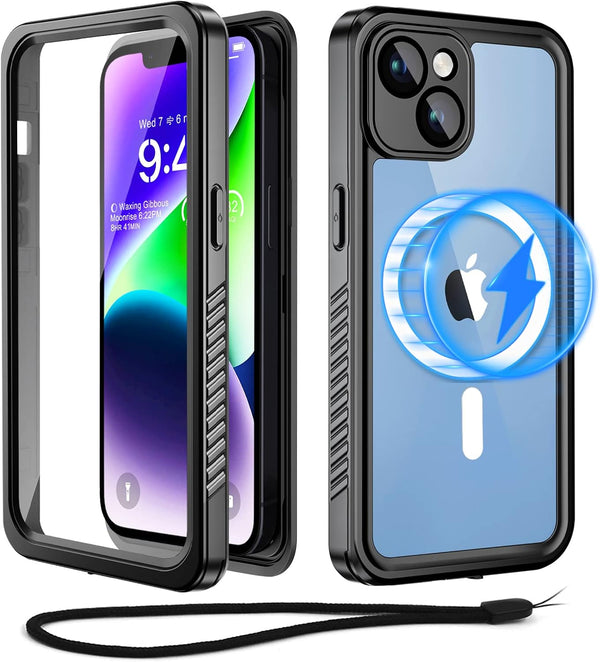 Beeasy for iPhone 14 Waterproof Case - Compatible with MagSafe, IP68 Underwater Military Grade, Shockproof Rugged