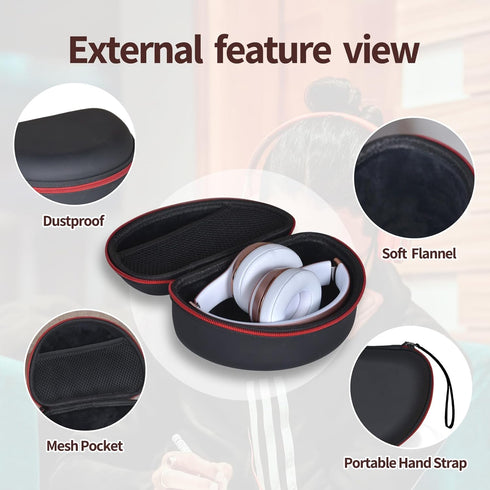 Hard Shell Travel Case for Beats Studio Pro/Studio3/Solo 3 Bluetooth On-Ear Headphones (BLACK)