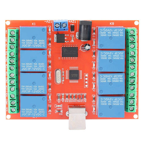 USB Relay,Relay Board,Relay Module,12V 8-Channel USB Controller Switch Relay Module for Intelligent Switch Control, Electrical Control, Industrial Control Equipment, Test Equipment Power Control