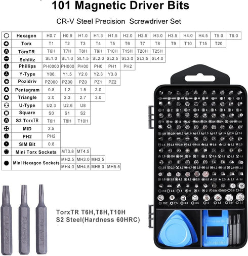 Precision Screwdriver Sets 124-Piece Computer Tool Kit with 101 Bits Magnetic, Electronics Repair Tool Kit for iPhone, MacBook, Laptop, PC, Tablet, PS4, Xbox, Nintendo, Game Console by HPFIX