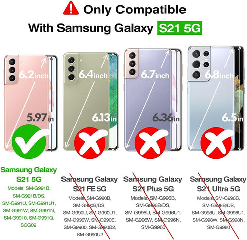 Rayboen Crystal Clear Case for Samsung Galaxy S21, Shockproof Slim Fit Phone Cover with Transparent Hard Back