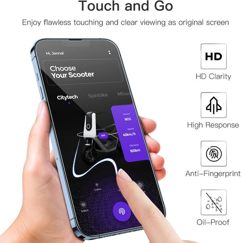 JETech 3-Pack Full Coverage Screen Protector for iPhone 13 Pro Max 6.7", HD Clear, 9H Tempered Glass, Case-Friendly.