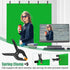 Qoolfoto 57ft 5 Green Screen Backdrop Kit, Portable Greenscreen Background with Adjustable T-Shaped Stand, Clamps