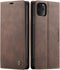 SINIANL iPhone 11 Pro Max Leather Case - Folding Flip Case with Kickstand, Credit Card Slot, Magnetic Closure - Coffee