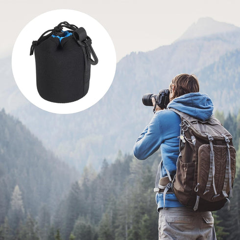 PATIKIL Camera Lens Bag - 3.3" ID x 5.5" H Drawstring Pouch - Thick Protective Neoprene for DSLR Camera Lens