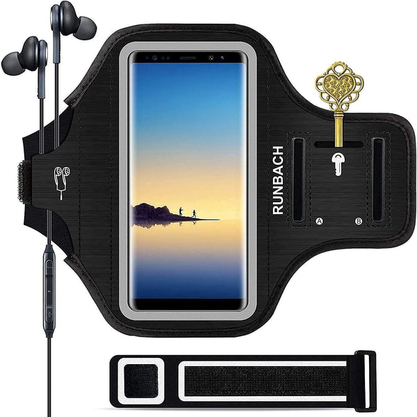 Armband for Galaxy Note 20/10+/9/8, Sweatproof Running Exercise Bag with Fingerprint Touch/Key Holder and Card Slot