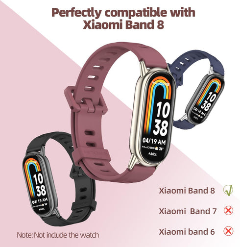 MIJOBS Replacement Wristband Strap for Mi Band 8, Mi Band 6, Mi Band 5 - Silicone Sport Strap for Xiaomi