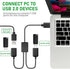 SAISN 1 2 2.0 2 USB Y Splitter Cable Male to Female USB Hub Ports Data Cable Power Cord Charging Extension Adapter Wire
