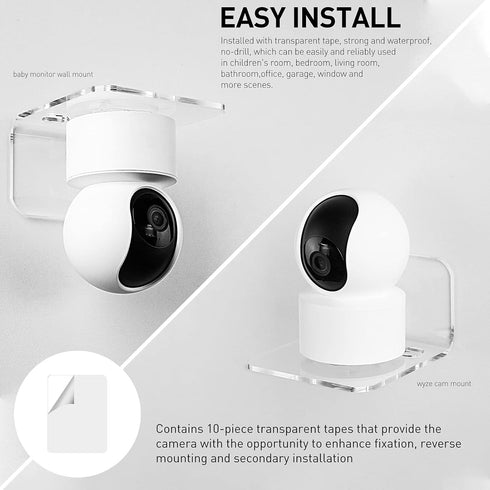 OAPRIRE Acrylic Floating Wall Shelves Set of 3 for Security Cameras, Baby Monitors, Speakers, No Drill (Clear)
