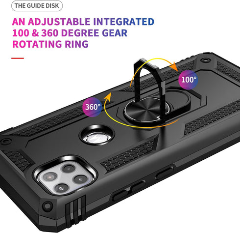Military Grade Drop Impact Case for Moto One 5G Ace, Heavy Duty Shockproof Armor with 360 Metal Rotating Ring