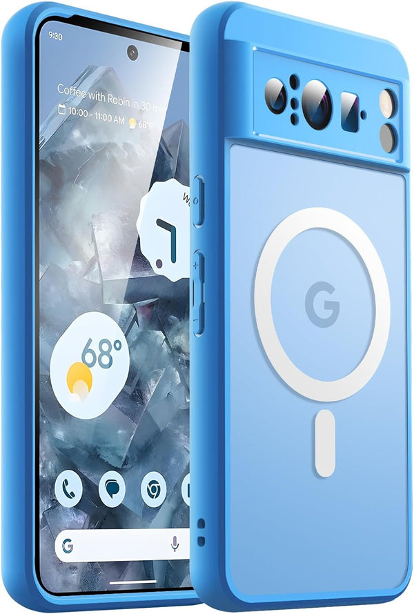 JETech Shockproof Magnetic Case for Google Pixel 8 Pro 6.7" (2023) - Translucent Matte Back, MagSafe Compatible (Bay)
