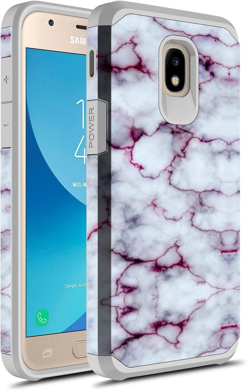 Rosebono Compatible with Samsung Galaxy J7 Case, Hybrid Graphic Colorful Armor Case for SM-J737, Purple Marble