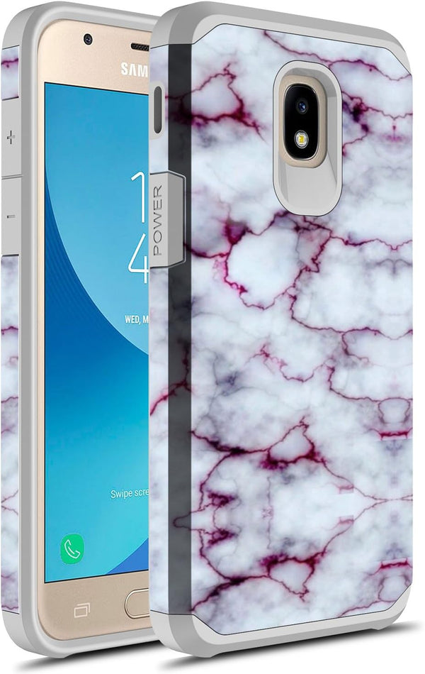 Rosebono Compatible with Samsung Galaxy J7 Case, Hybrid Graphic Colorful Armor Case for SM-J737, Purple Marble