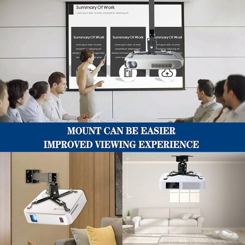 Projector Mount, Universal Ceiling/Wall Mount Black with Extendable Arms, Adjustable Height for Epson, Optoma, Benq