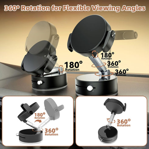 SEVENKA 360 Rotatable Vacuum Magnetic Phone Holder Stretchable Clamp Compatible with iPhone Samsung All Phone