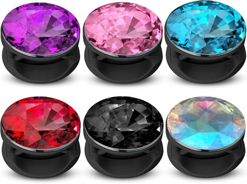 6 Pieces Plastic Disco Crystal Phone Grip - Collapsible Adhesive Foldable Expanding Finger Stand Holder.
