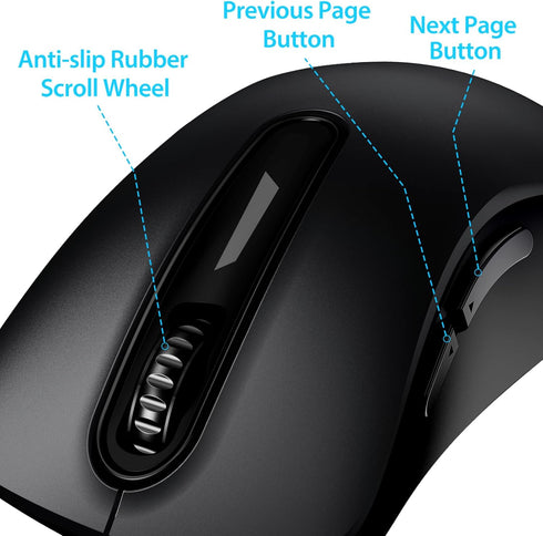 memzuoix 2.4G Wireless Mouse, 1200 DPI Portable USB Mouse with Receiver, Battery Powered Cordless Mouse (Matte Black)