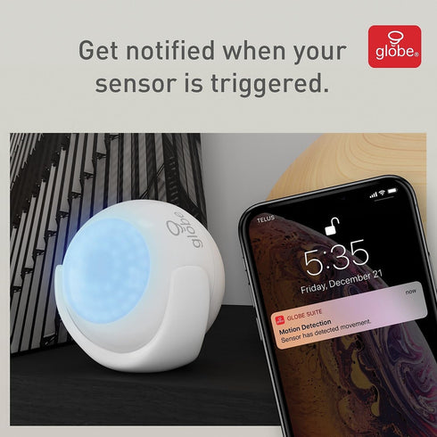Globe Electric Wi-Fi Smart Motion Detector - No Hub Required, Battery Operated, White, 50026