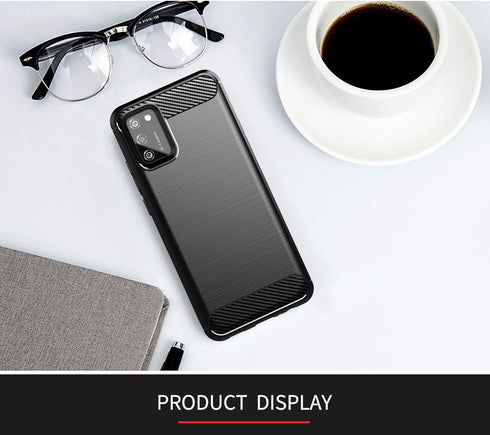 Samsung Galaxy A02S Case with HD Screen Protector, Soft TPU Slim Fashion Non-Slip Protective Cover (Black Brushed TPU)