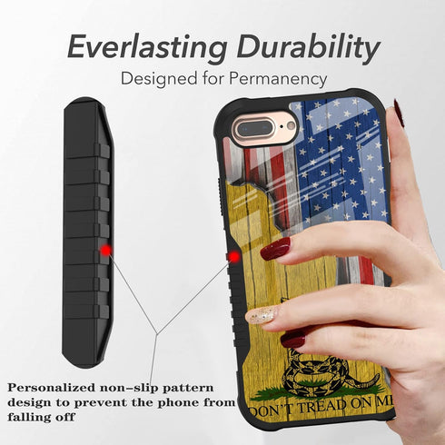 iPhone 8 Plus/7 Plus Case, Don't Tread On Me American Us Flag Retro PC Backplane Protection + Soft Silicone TPU