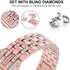 Bands Compatible with Fitbit Versa 2/Versa Lite/Versa, Women Replacement Metal Rhinestone Bracelet, Rose Gold