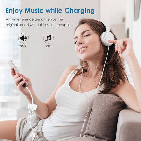 USB C to Dual 3.5mm Headphone Splitter for iPad/iPhone 15, 3 in 1 Audio Splitter with PD Fast Charging Adapter