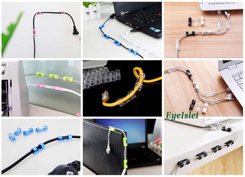 Self-Adhesive Cable Clips Organizer, Drop Wire Holder for Cord Management, Pack of 20 (White, 0.27 inch)