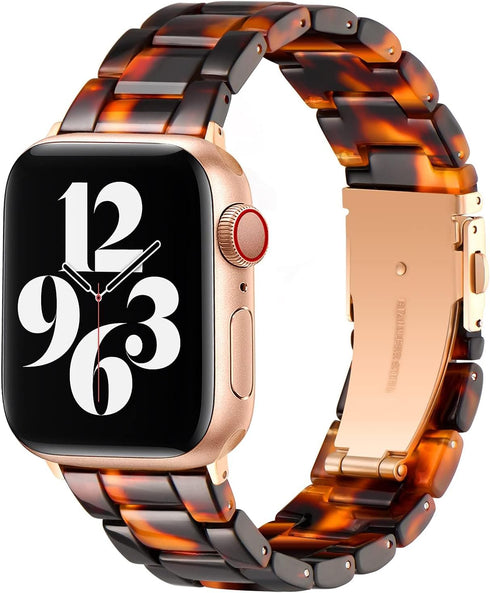 Bestig Compatible with Resin Apple Watch Band 38mm 40mm 41mm 42mm, Stainless Steel Buckle Waterproof Strap