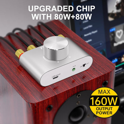 Facmogu F900S 160W Bluetooth 5.0 Mini Amplifier, 80Wx2 2.0CH Audio Power Amplifier with AUX/USB/BT Input & 12V 5A Power
