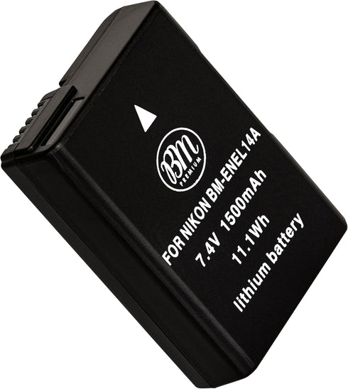 BM Premium EN-EL14A Battery for Nikon D3100, D3200, D3300, D3400, D3500, D5100, D5200, D5300, D5500, D5600