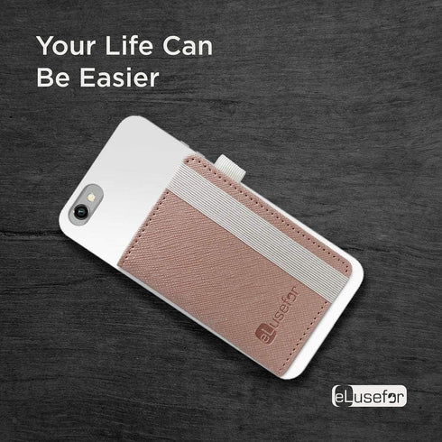 Stick-On Phone Wallet for Back of iPhone or Android Case | 6 Sleeve Credit Card Holder - Pocket for Cards, Money & ID -