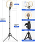 12" Selfie Ring Light with 63" Tripod Stand/Phone Holder, QEUOOIY 20W LED Circle Lights for Vlog, Makeup, YouTube