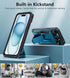 FNTCASE iPhone 15 Plus Case: Rugged Heavy Duty Shockproof Cover with Kickstand | Military Grade Drop Proof Blue TPU