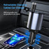 Retractable Car Charger, 66W 4 in 1 Super Fast Charging with 2 Retractable Cables and 2 USB Ports for iPhone