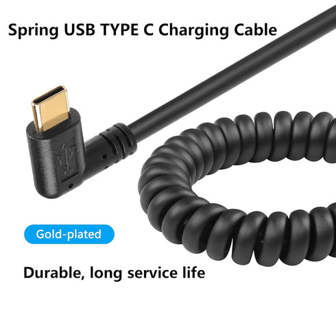 SinLoon 90 Degree USB Type C Spring Cable 5Gbps Retractable USB3.0 to USB C Charging Cable and Data Transfer for Phone, Tablet, Other USB C Devices (Right)