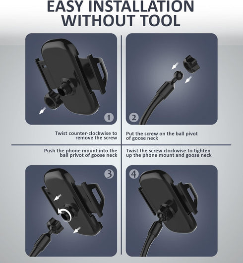 Double Phone Holder for Car Cup Holder – Flexible Neck, 360° Rotatable Cradle Car Phone Mount, Fits 2 iPhone, Samsung,