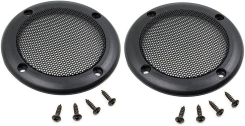 2PCS 3.5 Inch Car Speaker Grill Cover Guard Protector with Black Metal Mesh and 8 Screws Included