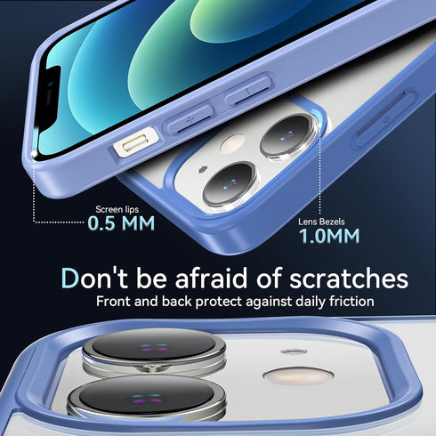 Fin2feel Shockproof Magnetic Case for iPhone 12/12 Pro with Screen Protector, MagSafe Compatible, Light Blue.